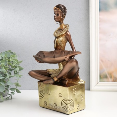 Souvenir Polystone stand "African" gold pattern - circles 20x12x30 cm-3
