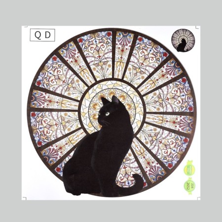 Sticker Plastic Interior color "Cat by the stained glass window" 40x40 cm-1