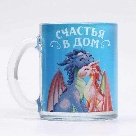 Glass mug "Happiness to the house", 300 ml