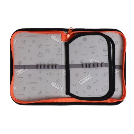 Penal 3 sections, tab inside, 140 x 210 x 40 mm, fabric, calligrata top Block "Skeletics"-4