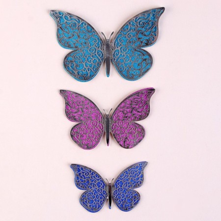 Set for decorating "butterflies", silver layer, 12 pieces, color mix-2