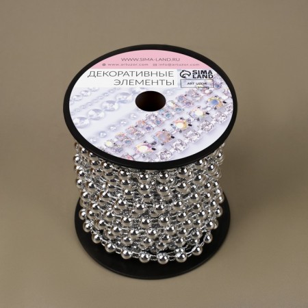 Beads on threads, flat, 6 mm, 9 ± 1 m, silver color-2