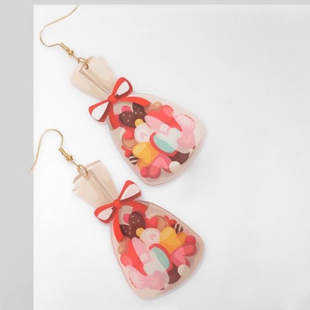 Earrings "Hearts" in bags, colored in gold-1