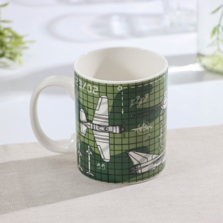 Mug Porcelain Dolyana "February 23. Aviation ", 320 ml, green color-1