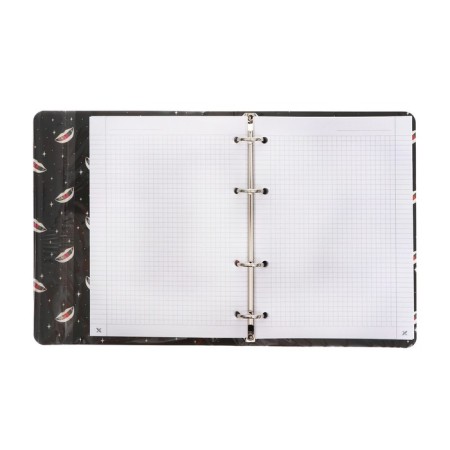 A notebook on rings A5 120 sheets in the Lorex "Neon. The Illusory Things" cage, with a change of block, a plastic cover, with stickers-3