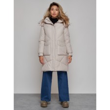 Coat insulated winter feminine, size 42, color light gray