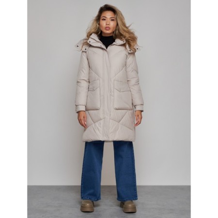 Coat insulated winter feminine, size 42, color light gray
