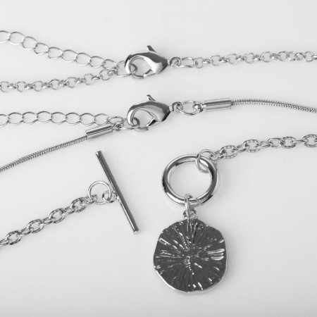 Piece "chain" Coin and toggle, color silver, 70 cm-2