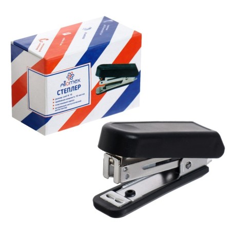 Stapler No. 10, up to 10 sheets, Attomex mini, built -in anti -stepler, black