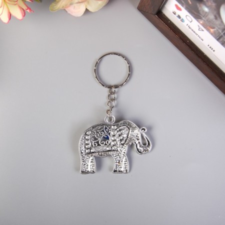 Keychain metal "Indian elephant" carved 3.8x5 cm-2