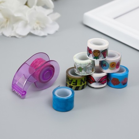 Adhesive tape decorative with a holder (set of 8 pcs) width 1.2 cm length 2.8 meters mix