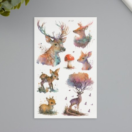 Tattoo on the body phosphorus with sparkles "Deer" 7.5x12 cm