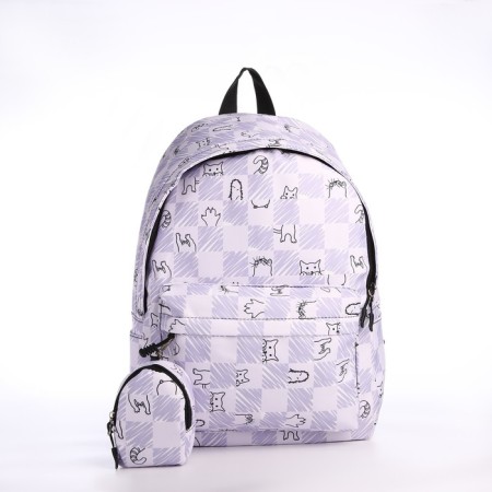School backpack of textiles on lightning, 4 pockets, lilac color-4