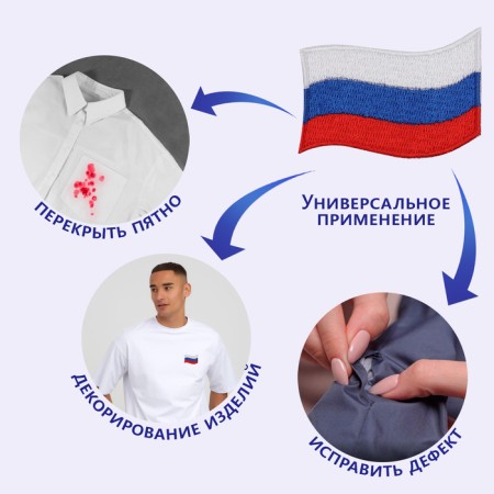 Термоаппликация «Флаг», 5,8 × 3,4 см, цвет триколор-4