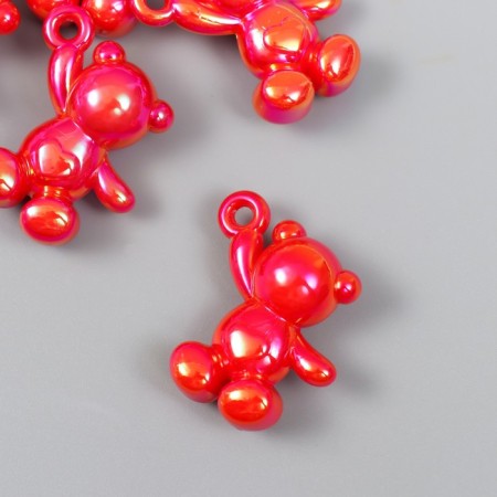 Decor for creativity Plastic "Pension Bear with a loop" red 3x1.4x3.1 cm