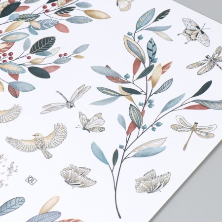 Sticker Plastic Interior color "Northern Plants and Birds" 62x44 cm-2
