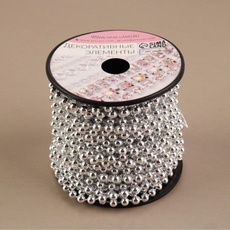 Beads on threads, round, 4 mm, 9 ± 1 m, silver color-2