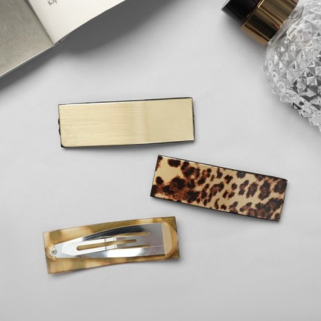 Invisibility for hair "Difda" (set 3 pcs) 7 cm, leopard mix-2