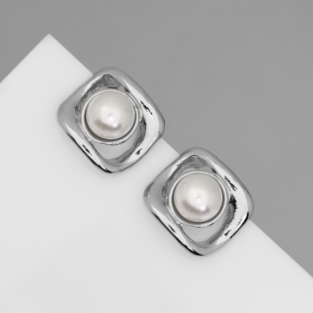 Earrings with pearls "exclus" velvet mini, color silver