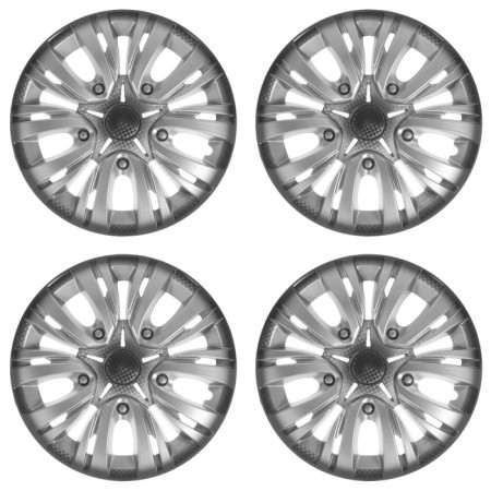 Wheel caps R13 "Lyon", silver-black carbon