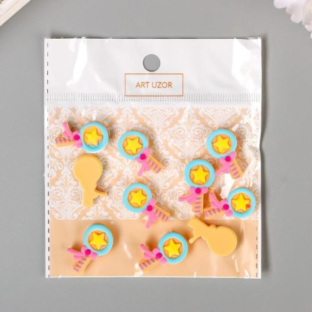 Decor for creativity plastic "Lollipop with asterisk" set of 10 pcs 2.3x1.5 cm-3