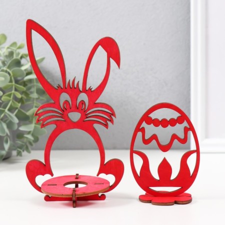 Easter decor "eggs" 6.5x4.7x9.3 cm; 9.3x6.5x17 cm (set of 5 parts) red-1