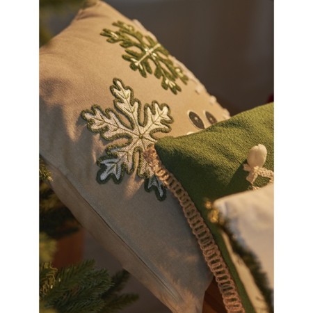 Decorative pillow with embroidery Snow Flakes New Year Essential, size 45x45 cm-5