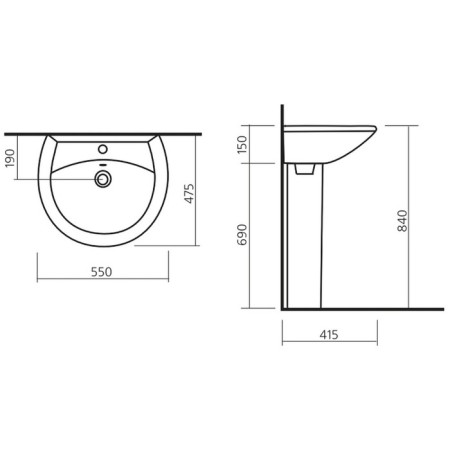 ATTICA 55 washbasin, chrome white, VKS-2