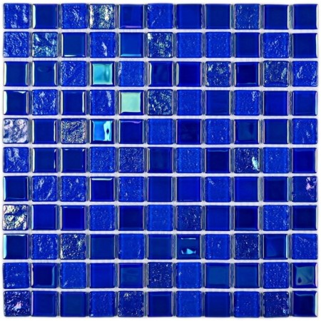 Glass mosaic Bonaparte Bondi Dark Blue-25, 300x300x4 mm