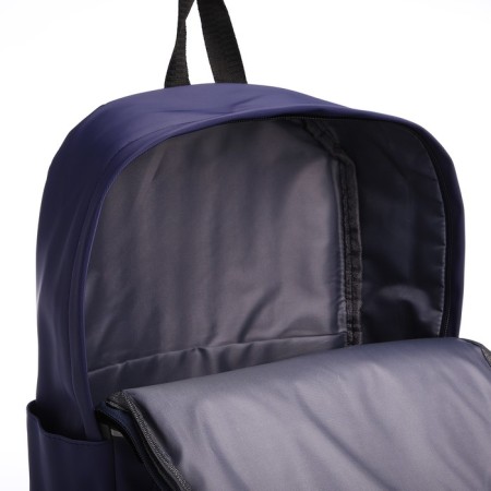 Youth backpack from textiles with a zipper, waterproof, 4 pockets, blue color-6