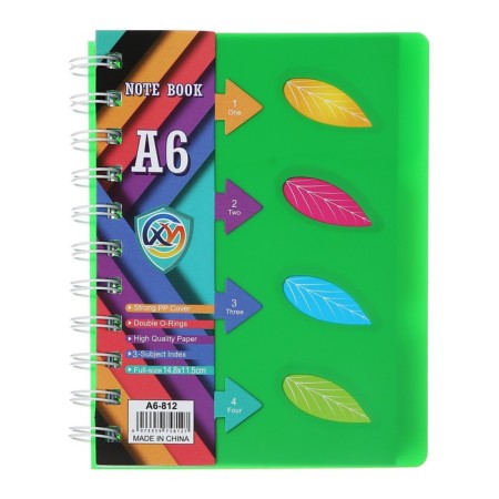 Notepad on the crest A6, 100 sheets, line, plastic cover, with "leaves" separators, mix-1
