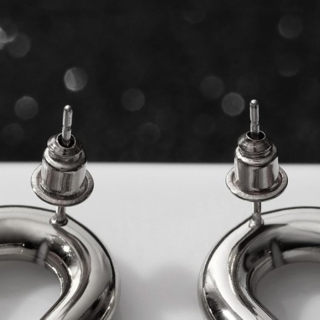 Earrings Metal "Chain" Enjoyness, 2 links, silver-black color-2