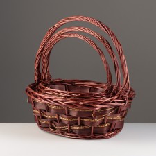 A set of baskets of 3 pcs, 39x32x13/36; 34x26x11/31; 28x20x10/25, brown, willow