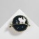 Brooch "Cat" at night, black and white color in gold