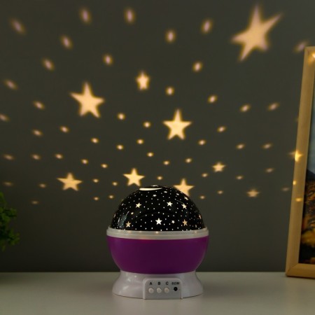 The night designer "Starry sky", rotation, (4AAA or USB) violet. 12*10 cm Risalux-3
