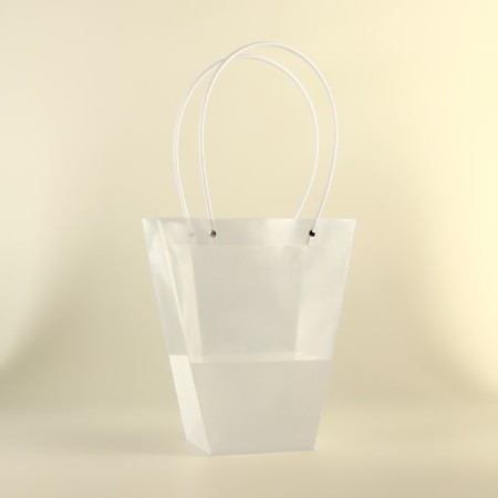 Bag for flowers is transparent, moisture -resistant, white, 26x24x12 cm-1