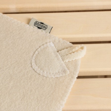 Set for the bath "White" without embroidery hat, mittens, rug in film-2