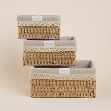 A set of baskets for storing manual weaving, paper, 3 pcs: from 18x12x10 to 26x20x12 cm