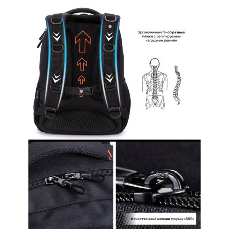 Youth backpack 40 x 28 x 20 cm, ergonomic back Skyname 91, 91-10-8