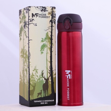 Thermos with the Mode Forrest button, 450 ml, red, heat conservation 10-12 hours-5