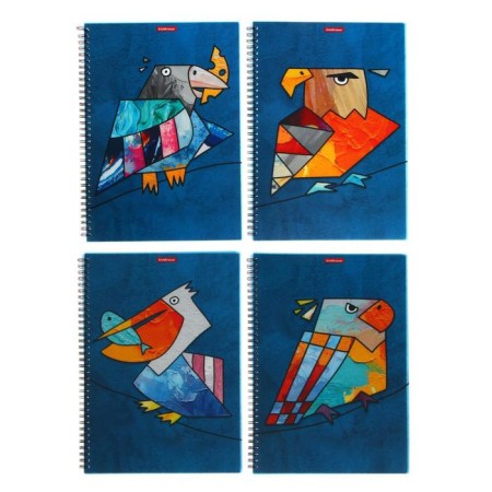 A4 notebook, 80 sheets in a cage on the crest Erichkrause "Birds", a plastic cover, an offset unit, white 100%, mix