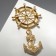 Brooch "Sea Set", white-blue color in gold