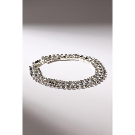 Bracelet with rhinestones "shine" thread in circles, white color in silver, 18 cm-1