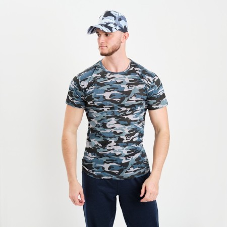 T-shirt male camouflage spots, color gray-blue, size 48-2