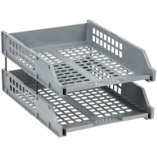 A set of horizontal paper trays 2 pieces of Strong, on metal rods, gray