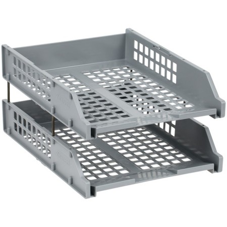 A set of horizontal paper trays 2 pieces of Strong, on metal rods, gray