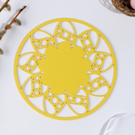 Napkin XV "Flower", for serving, yellow color, felt, 18 cm x 18 cm-1