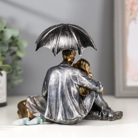 Souvenir Polystone Romance "Kiss under the umbrella" 16x19.5x13 cm-3