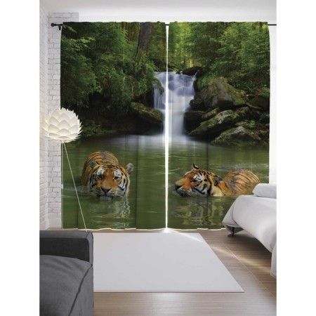 Photostes "Tigers are cool", Saten, size 145x265 cm, 2 pcs