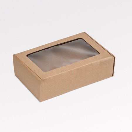 Boxing box, brown with a window, 26 x 17 x 8 cm-2